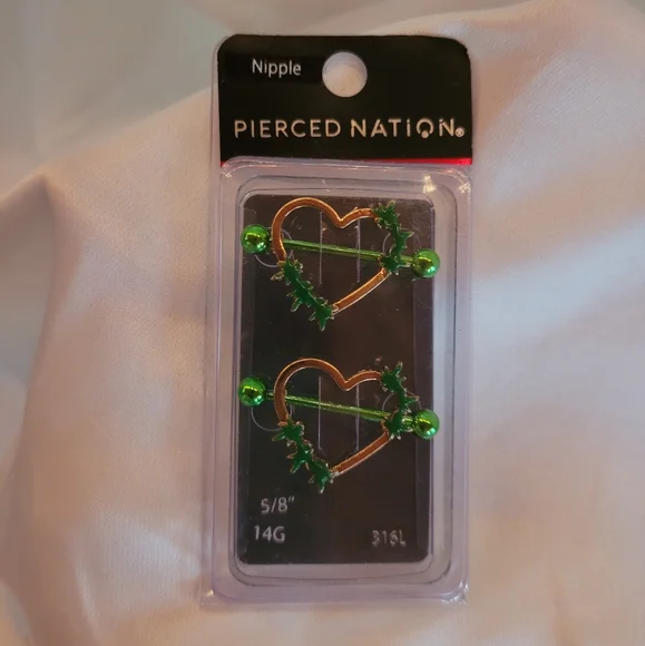 Pierced Nation Heart Nipple Rings - Picture 1 of 3